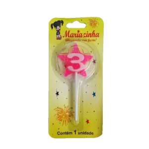 Mariazinha Vela Estrela Nº 3 Rosa C/10 – Vela Decorativa para Festas e Aniversários
