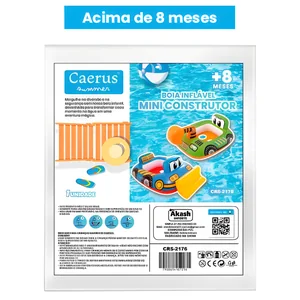 Bóia Construtor Inflável Akash Summer CRS-2176 – Diversão Segura e Colorida para Piscina