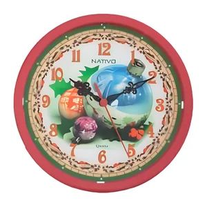 Relógio de Parede Natal Redondo Vermelho - Nativo