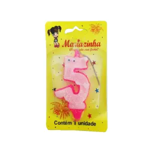 Mariazinha Vela Sorriso Nº 5 Rosa C/10 – Vela Decorativa para Festas e Aniversários