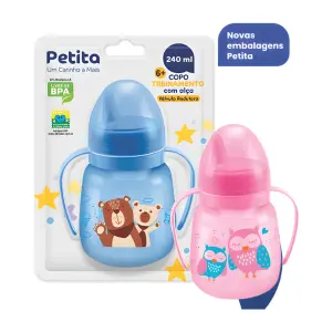 Copo Color Com Alça e Válvula Redutora Bico Rígido 240ml