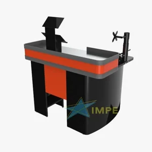 Balcão Vitrine Luxo - 130cm - Tampo em Aço - Prateleira em Aço