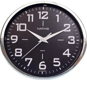 Relógio de Parede Redondo Metalizado Cromado 22,5cm Nativo - Design Moderno
