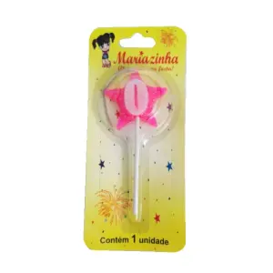 Mariazinha Vela Estrela Nº 0 Rosa C/10 – Vela Decorativa para Festas e Aniversários