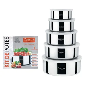 Kit de Potes Saladeira 5 Peças Akash Imports CRS-2570 – Praticidade e Estilo na Sua Cozinha