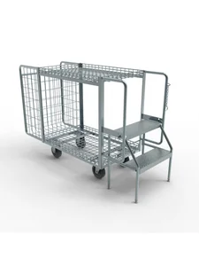 Carrinho abastecimento com degrau dupla plataforma aramada Modelo: L480