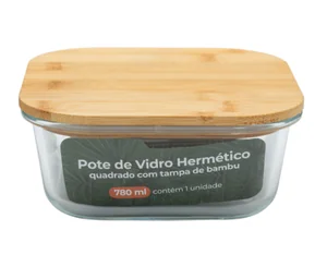Pote de Vidro Quadrado  780 ml  CV-242