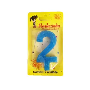 Mariazinha Vela Super Brilho Nº 2 Azul C/10 – Vela Decorativa para Festas e Aniversários