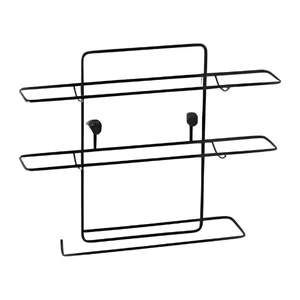 Suporte para Rolos Triplo Preto Linha Cozinha Azzo