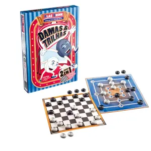 Jogo De Damas E Trilhas 2 Em 1 PLASBRINK Ref 0457 Educativo E Divertido Para Todas As Idades