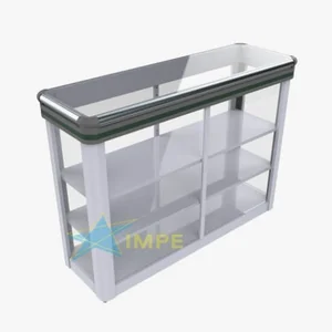 Balcão Vitrine Luxo - 130cm - Tampo em Vidro - Prateleira em Aço
