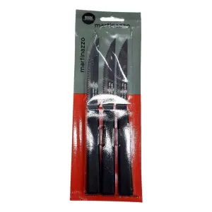 Jogo de Faca para Churrasco 3 Peças Cabo Plástico Preto Opa Cartela MARTINAZZO Ref 65335/5 – Resistente e Prático