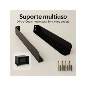 Suporte para Micro-ondas, Impressora, Forno e Bebedouro – Aço Reforçado, Preto 