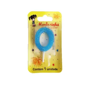 Mariazinha Vela Brilhinho Nº 0 Azul C/10 – Vela Decorativa para Festas e Aniversários