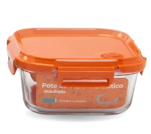 Pote de Vidro Hermético Quadrado com Tampa de Silicone  310 ml CV-246 ESGOTADO PREÇO SOB CONSULTA