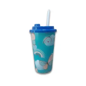 Copo com Pingente Borboletas 440 ml Ref. 5158 Plásticos Ideal – Charme e Praticidade para o Dia a Dia