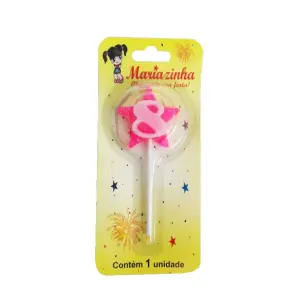 Mariazinha Vela Estrela Nº 8 Rosa C/10 – Vela Decorativa para Festas e Aniversários