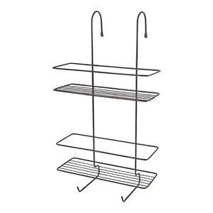 Suporte para Shampoo de Box com Gancho Móvel Preto Linha Banho Azzo