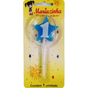 Mariazinha Vela Estrela Nº 1 Azul C/10 – Vela Decorativa para Festas e Aniversários