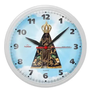 Relógio de Parede Redondo Ômega Branco Nossa Senhora Plashome