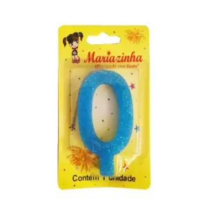 Mariazinha Vela Super Brilho Nº 0 Azul C/10 – Vela Decorativa para Festas e Aniversários