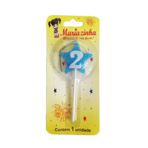 Mariazinha Vela Estrela Nº 2 Azul C/10 – Vela Decorativa para Festas e Aniversários