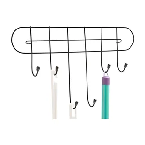 Suporte Multiuso de Parede 6 Posições Preto Linha Organização Azzo