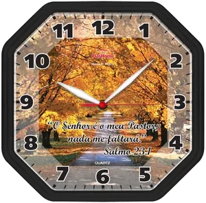 Relógio de Parede Plashome Gama Preto Salmos Decoração Sala Cozinha Escritório Oitavado