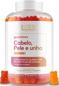 Gummy Cabelo Pele e Unhas Lizieri Cosméticos Crescimento Tratamento Capilar 60 Pastilhas
