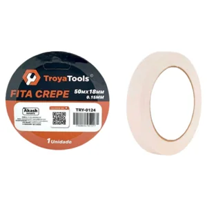 Fita Crepe  50Mx18mm Akash Imports TRY-0124 – Alta Resistência e Durabilidade