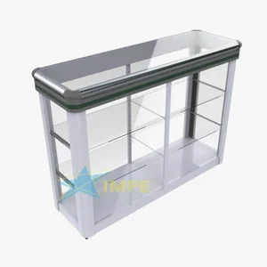 Balcão Vitrine Luxo - 130cm - Tampo em Vidro - Prateleira em Vidro