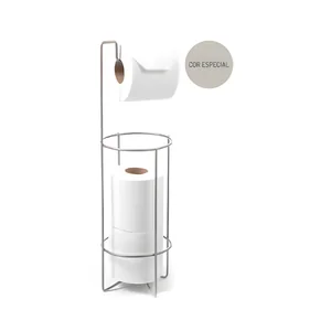 Suporte P/ Papel Higiênico de Chão Níquel Linha Banheiro Azzo