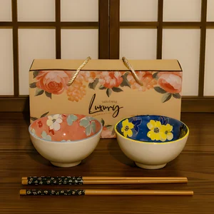 Kit Bowl com Hashi Lila Home LH703 – 2 Bowls e 4 Hashis, Elegância para Suas Refeições