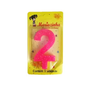 Mariazinha Vela Super Brilho Nº 2 Rosa C/10 – Vela Decorativa para Festas e Aniversários