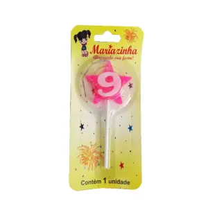 Mariazinha Vela Estrela Nº 9 Rosa C/10 – Vela Decorativa para Festas e Aniversários