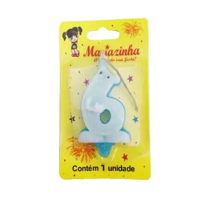 Mariazinha Vela Sorriso Nº 6 Azul C/10 – Vela Decorativa para Festas e Aniversários