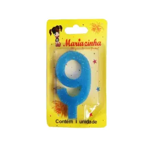 Mariazinha Vela Super Brilho Nº 9 Azul C/10 – Vela Decorativa para Festas e Aniversários