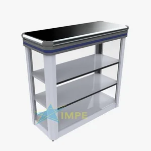 Balcão Vitrine Luxo - 100cm - Tampo em Aço - Prateleira em Aço