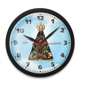 Relógio de Parede Redondo Ômega Preto Nossa Senhora - Plashome