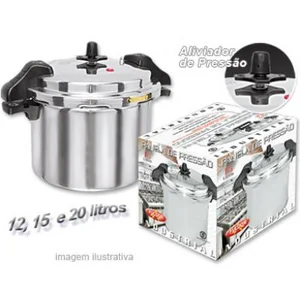 Panela Pressão Polida C/ Alça Fechamento Externo 12L FULGOR