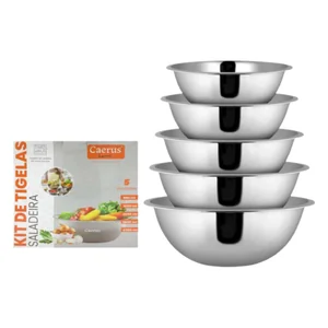 Kit de Tigelas Saladeira 5 Peças Akash Imports CRS-2938 – Praticidade e Estilo na Sua Cozinha