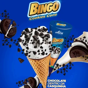 Sorvete Cone Bingo Cookies Aice Brasil – Sabor irresistível com pedacinhos crocantes!