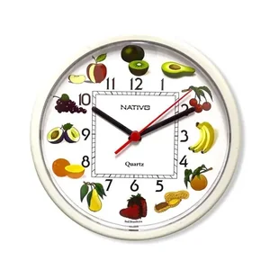 Relógio de Parede Educativo Frutas 21,5 cm Redondo Nativo