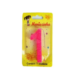 Mariazinha Vela Super Brilho Nº 1 Rosa C/10 – Vela Decorativa para Festas e Aniversários