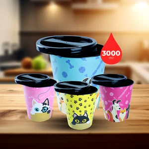 Porta Ração com Tampa 3000ml Plásticos Ideal – Armazenamento Prático e Higiênico