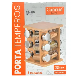Porta Condimentos 12 em 1 Akash Imports CRS-2310 – Organização Completa para Sua Cozinha
