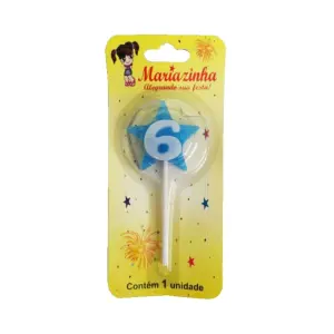 Mariazinha Vela Estrela Nº 6 Azul C/10 – Vela Decorativa para Festas e Aniversários