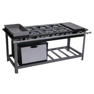 Fogão 6 Bocas com Banho Maria e Chapa Baixa Pressão M27SL Com 1 Forno METALMAQ