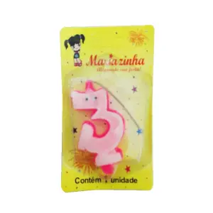 Mariazinha Vela Sorriso Nº 3 Rosa C/10 – Vela Decorativa para Festas e Aniversários