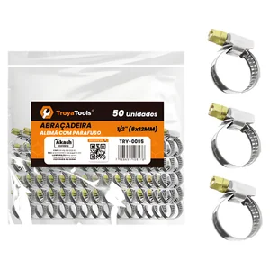 Abraçadeira Alemã com Parafuso 1/2” Akash Imports TRY-0095 – Fixação Segura e Durável